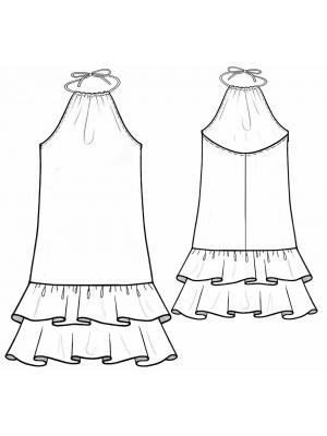 ruffle halter dress pattern Neck Tiered #7111 cf-color-sky-blue