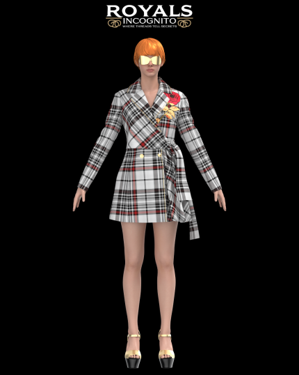 DXF AAMA Minerva Digital Pattern 2716 Visualized in Clo3D with 3D Fabric in Dunbar Tartan