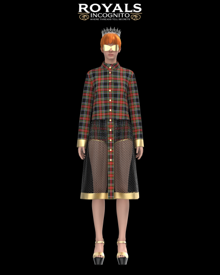DXF AAMA Minerva Digital Pattern 2772 Visualized in Clo3D with 3D Fabric in Stewart Tartan
